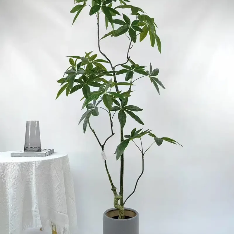 Faux Plants Indoor 48.03" Artificial Money Tree Table Top Plants in Plastic Pot Fake Potted Money Tree Silk Plants